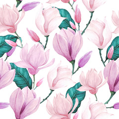 Fototapeta na wymiar Floral watercolor pattern seamless