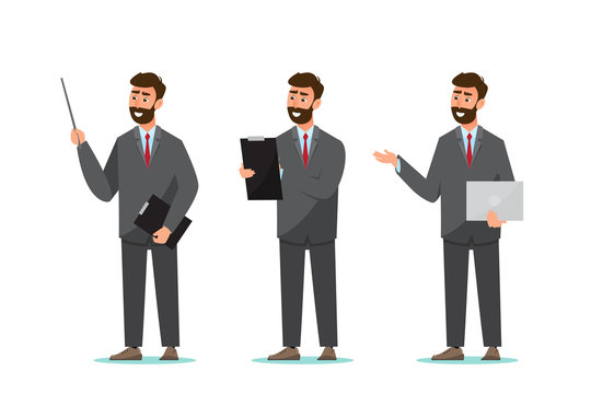 set of businessman. character and office worker in various poses