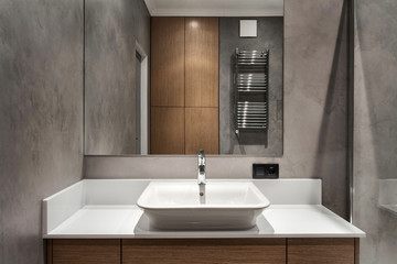 Modern interior of new bathroom in house - obrazy, fototapety, plakaty
