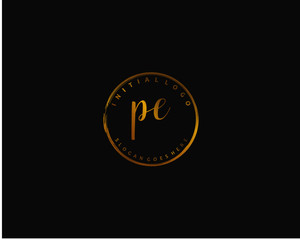 PE Initial handwriting logo vector