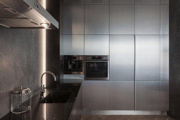 Modern and new kitchen with built in appliance