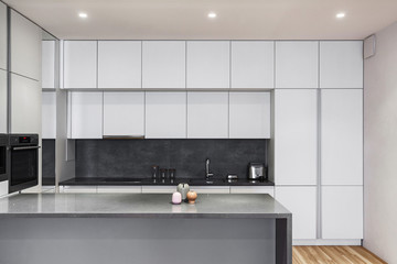 Modern and new kitchen with built in appliance
