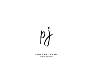PJ Initial handwriting logo vector