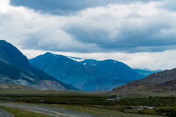 Background image of a mountain landscape. Russia, Siberia, Altai