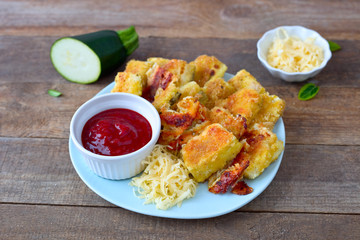 Panierte Zucchini- Stücke	