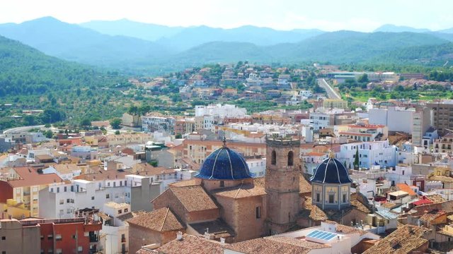 Tilting view of the citi of Onda, Castell&oacute;n. The old center and church of the Assumption can be seen. Also the "Sierra de Espad&aacute;n" on the background.