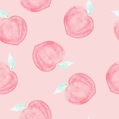 Peach watercolor painted pattern seamless.