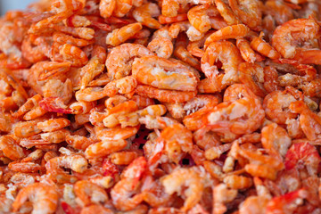 Dry shrimps on sales in an open market, Phu Quoc island, Vietnam