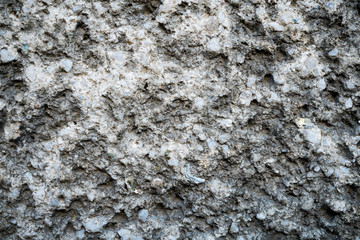 Texture of an old cracked concrete wall. Background image of a worn gray concrete surface