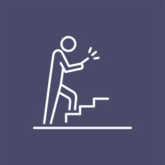 Man using smartphone on the stairs icon business people icon simple line flat illustration