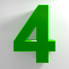 Number 4 green color collection on white background illustration 3D rendering