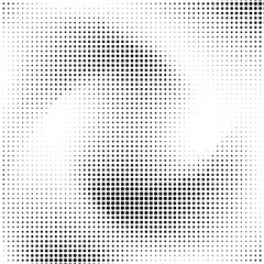 Abstract halftone swirl dotted background.