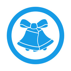 Icono plano lineal campanas y lazo en círculo color azul