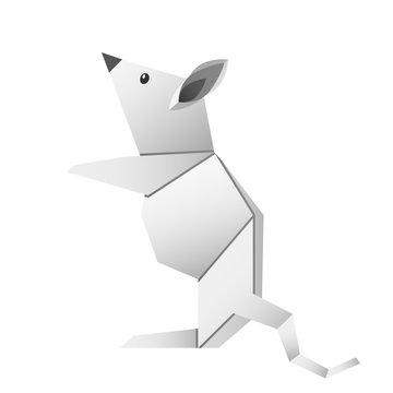 folded paper origami animal mouse or rat symbol of 2020 according to the Chinese calendar