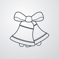 Icono plano lineal campanas y lazo en fondo gris