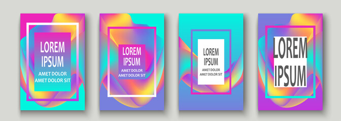 Fluid shapes. Wavy liquid background. Bright neon abstract backdrop concept. Trendy gradient waves design set template vector Poster Layout Magazine Flyer Banner Brochure Cover