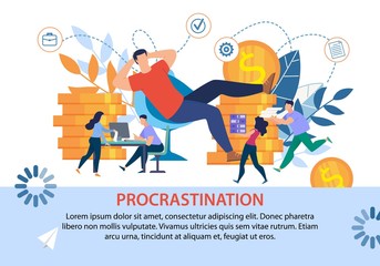 Poster with Procrastinating Lazy Office Worker