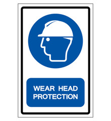 Wear Head Protection Symbol Sign,Vector Illustration, Isolated On White Background Label. EPS10