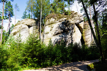 Ardspach Teplice National Park. Rock Town of sandstone rock peaks and formations in Czech Republic