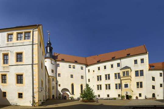 Colditz Castle, castle courtyard. The famous World War II prison, Saxony, East Germany