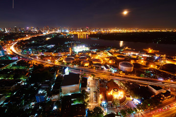 Fototapeta premium Bangkok night light panorama