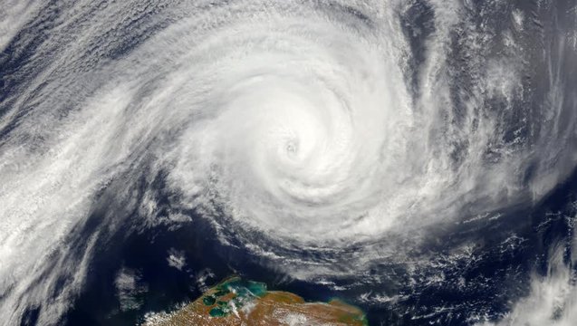 Hurricane storm, tornado, cyclone satellite view. Elements of this video furnished by NASA