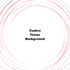 Festive pink round line background. Abstract twisted frame linen texture for holiday, postcard, poster, website, carnival, birthday, children's party. Spiral line cover mock-up. Wedding card layout