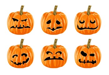 Set of scary halloween pumpkin. Vector illustration.