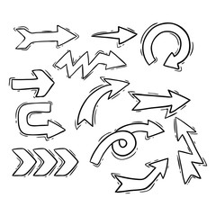 Doodle arrows collection on white background
