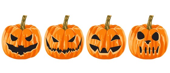 Set of scary halloween pumpkin. Vector illustration.