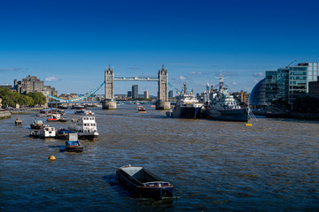 London River Thames showing Belfast and Tower Bridge