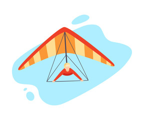 Hang gliding character vector illustration isolated on white background.