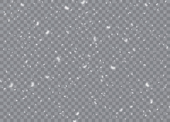 Snowflakes, snow background. Christmas snow for the new year. Vector illustration.