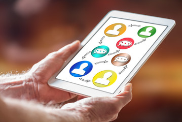 Business communication concept on a tablet