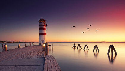 Abendrot am Leuchtturm