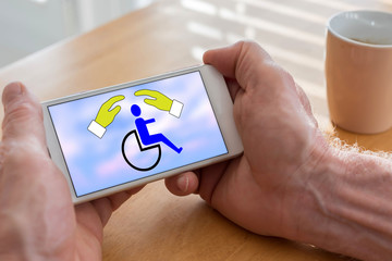 Disability insurance concept on a smartphone