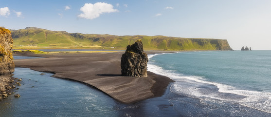 Prominent Sea Stack  Kirkjufjara beach, Iceland