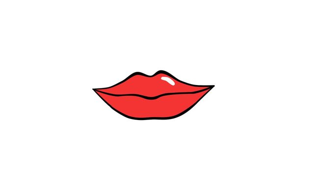 animated lips. Licking lips. Hand drawn looping animation. Alpha channel.