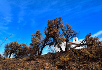 Chapel and rests of fire in south of France