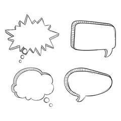 Set of Sketchy or Doodle Bubble Speech on White Background