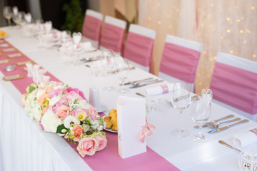 wedding table set with flower decoration