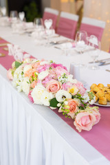 wedding table set with flower decoration