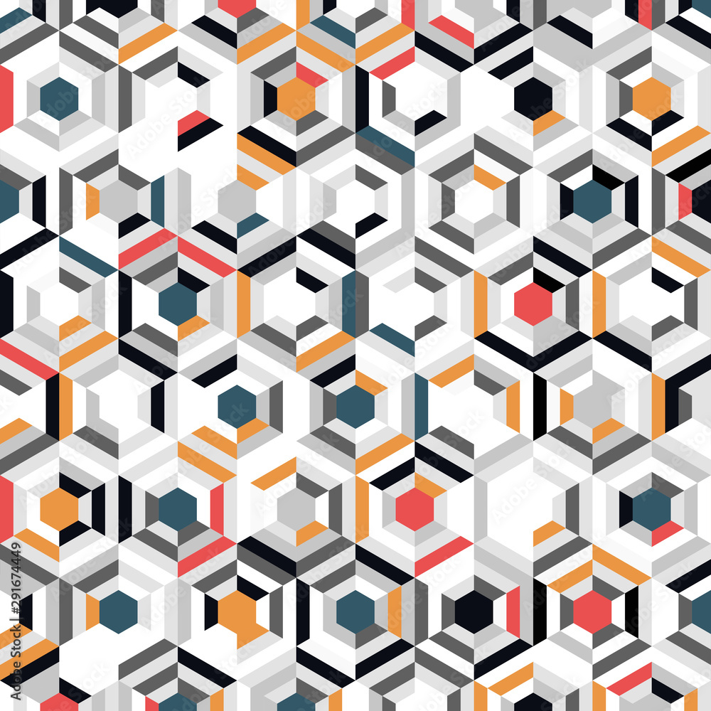 Poster abstract colorful hexagon pattern design of minimal decoration background. illustration vector eps10