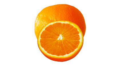 One orange and the other half on a white background
