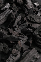 Charcoal texture close up. Top view.