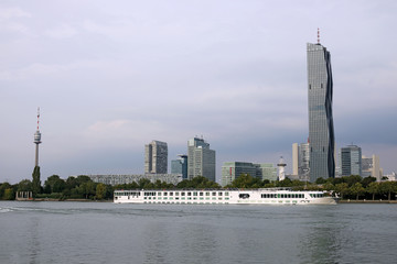 River cruise ship Danube river Vienna Austria