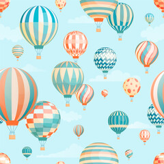 Air balloons in sky vector seamless pattern © Good Studio