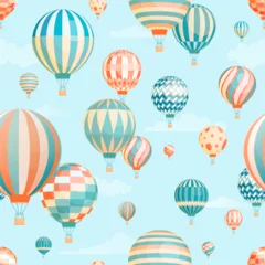 Ingelijste posters Luchtballon Air balloons in sky vector seamless pattern  © Good Studio