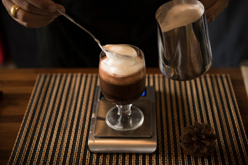 Low Key selective focuse close up home made hot chocolate