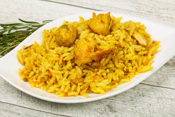 Plov with turkey